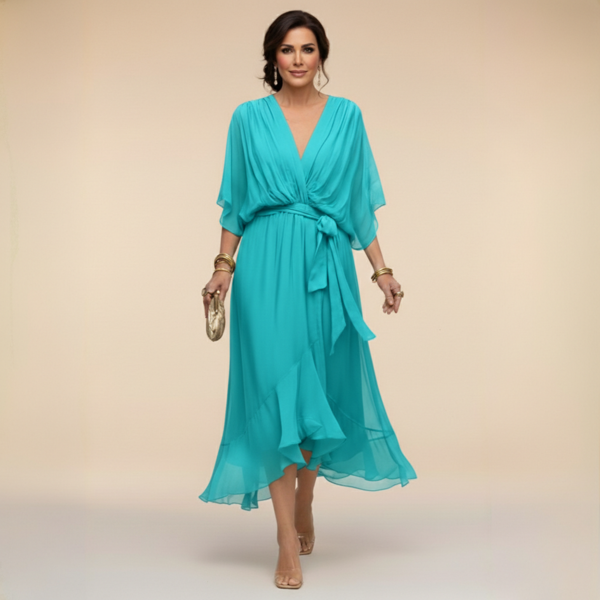 Mónica | Vestido de chiffon con escote en V