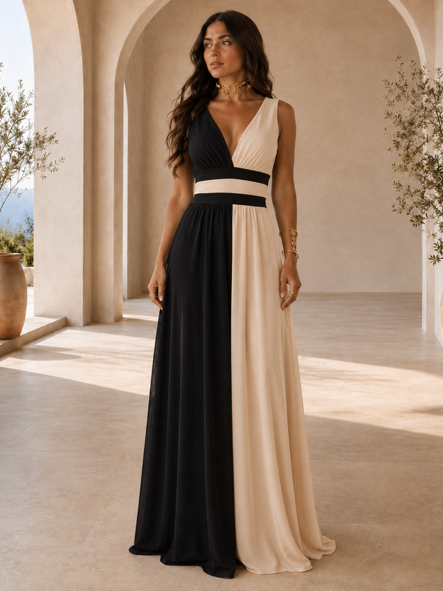Laura | Vestido largo bicolor
