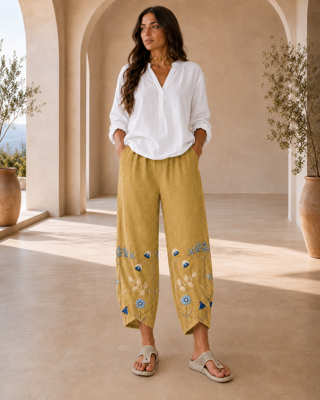 Aria | Pantalón Casual Bordado