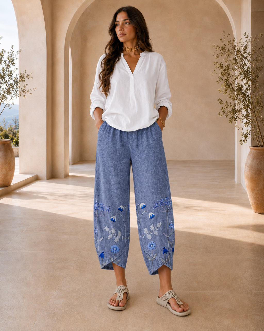 Aria | Pantalón Casual Bordado