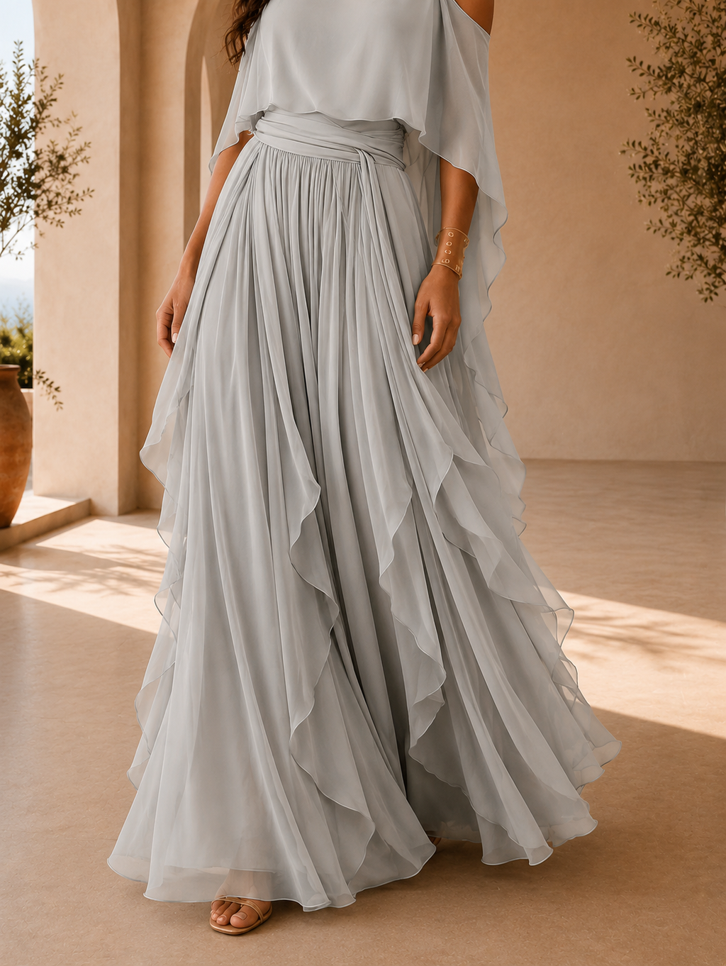 Noa | Conjunto fluido gris de tirantes