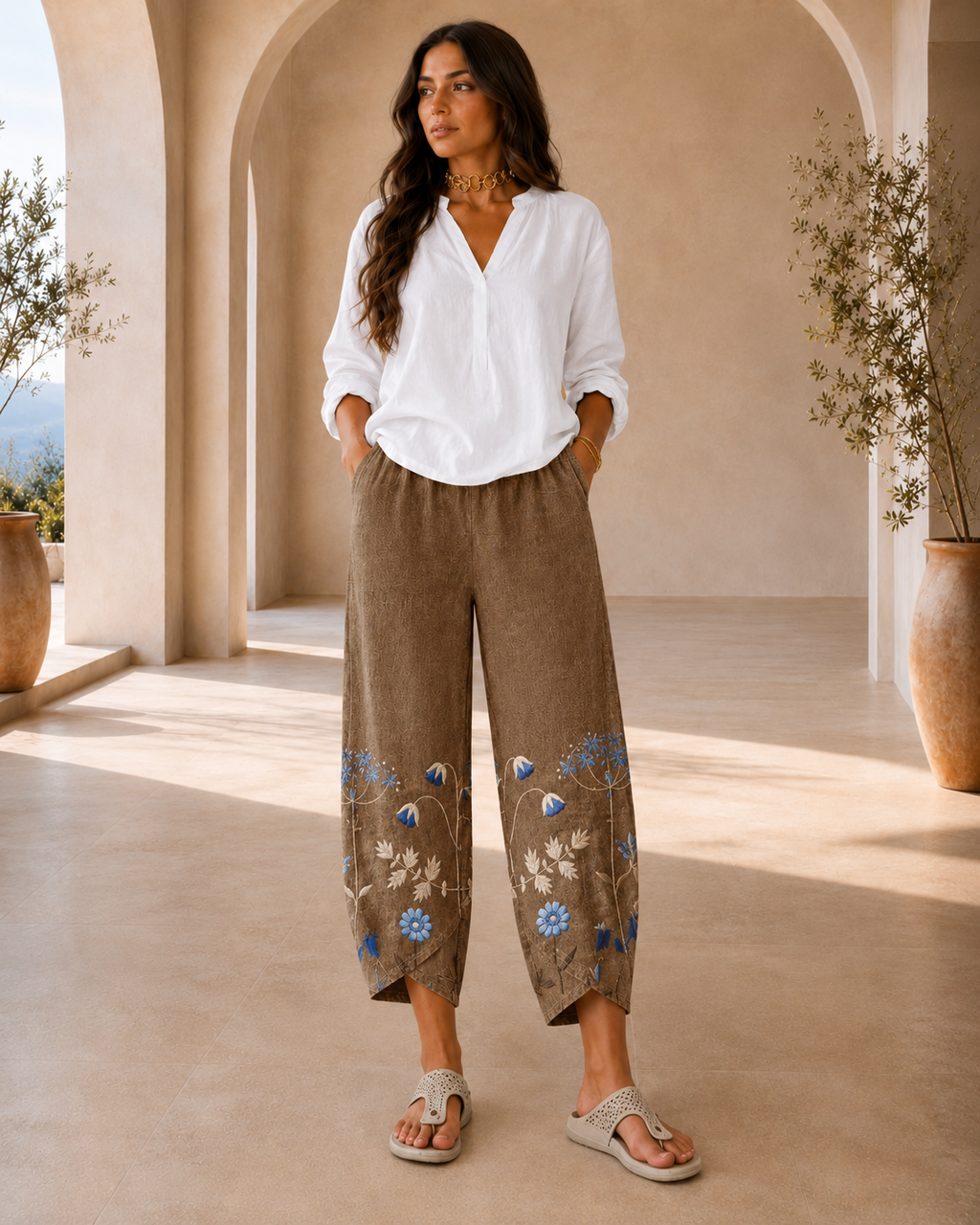 Aria | Pantalón Casual Bordado