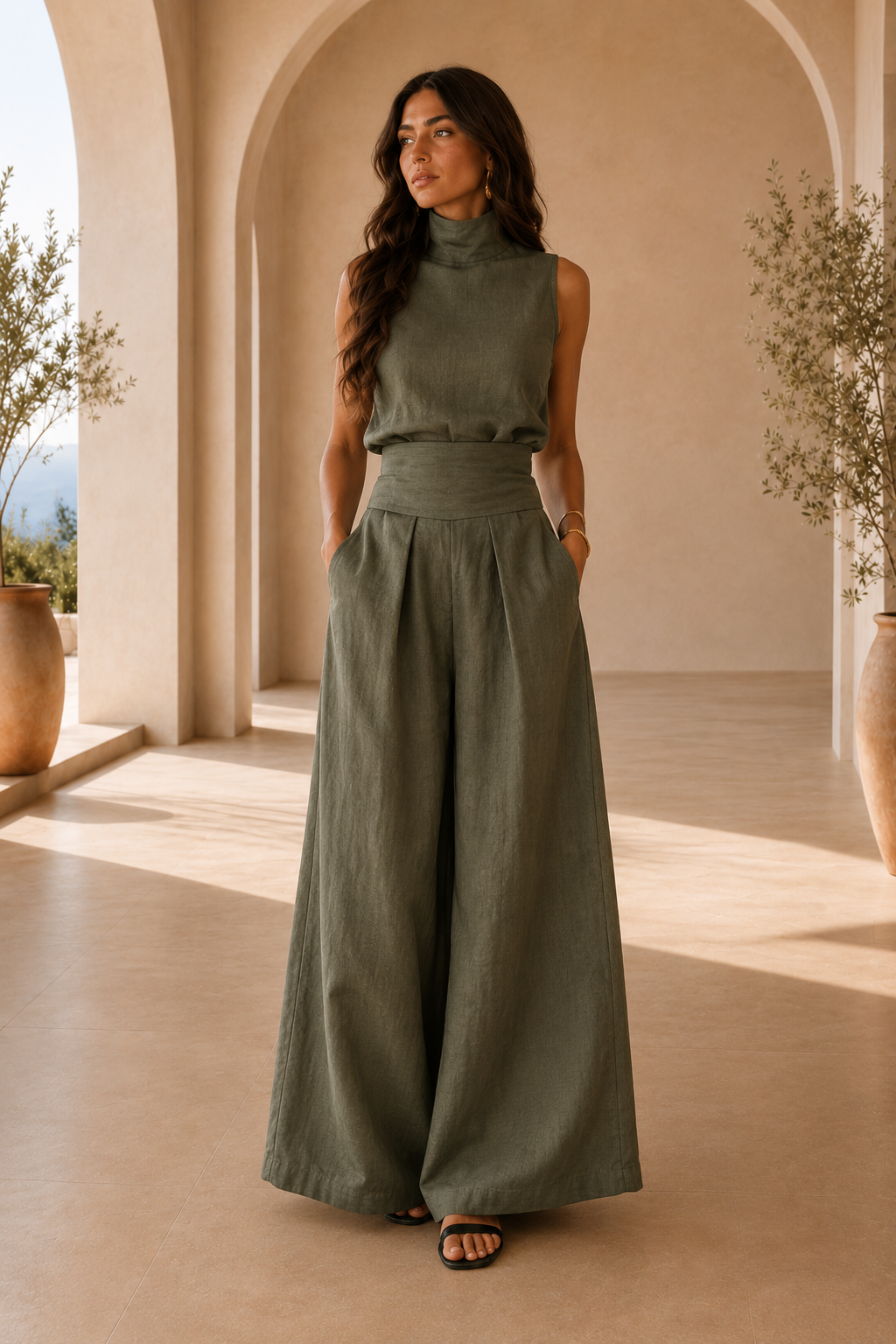 Claudia | Conjunto de Lino Sofisticado