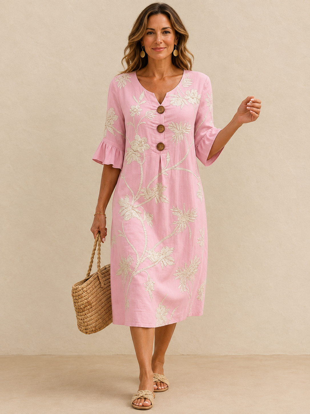 Fiorenza | Vestido midi con bordado floral
