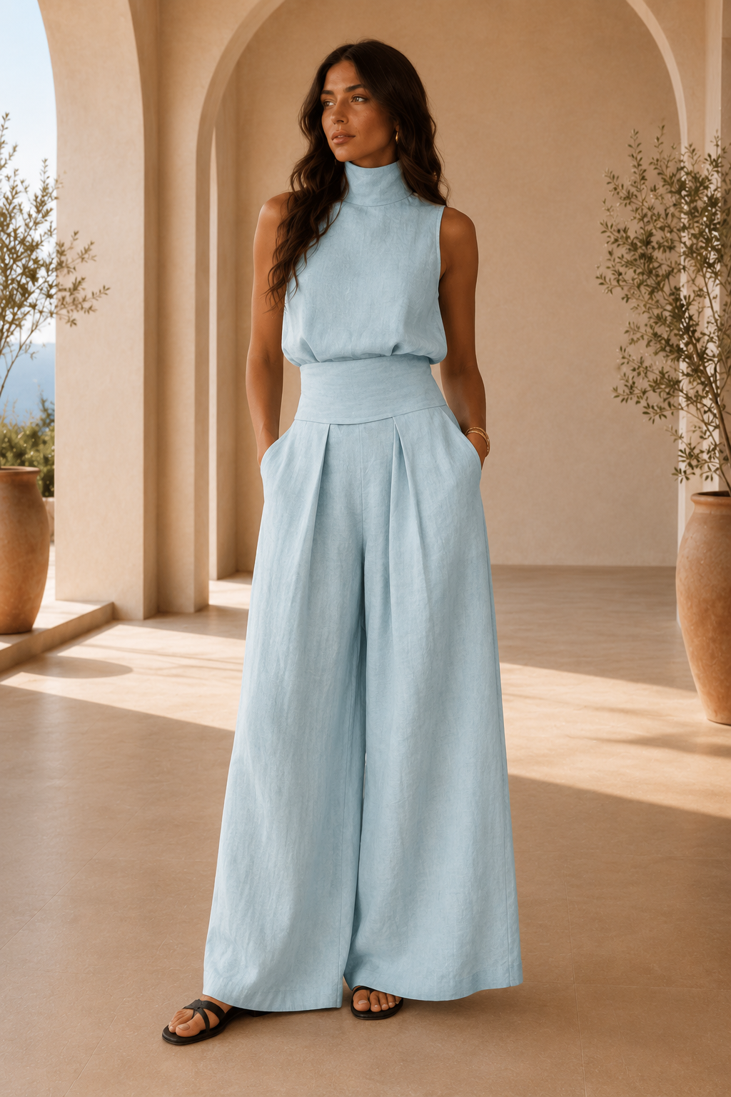 Claudia | Conjunto de Lino Sofisticado
