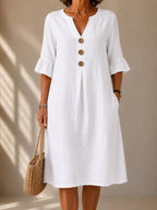 Lina | Vestido con botones y pliegues de caja