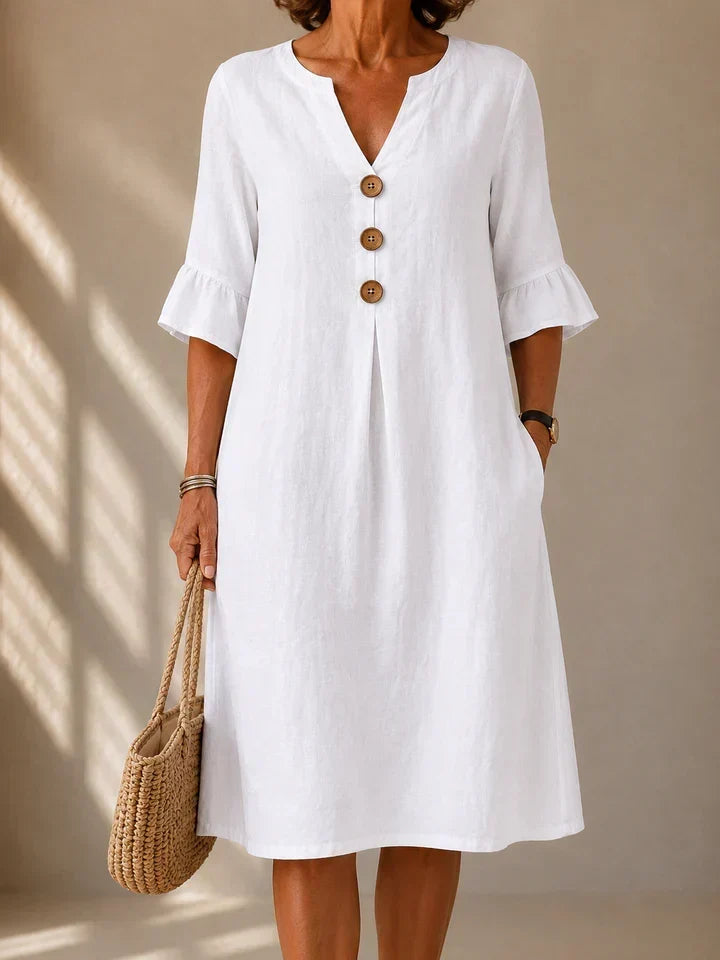 Lina | Vestido con botones y pliegues de caja