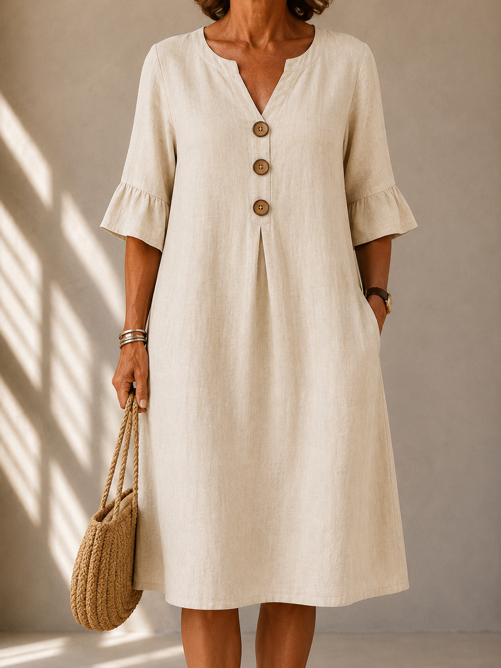 Lina | Vestido con botones y pliegues de caja
