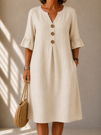 Lina | Vestido con botones y pliegues de caja