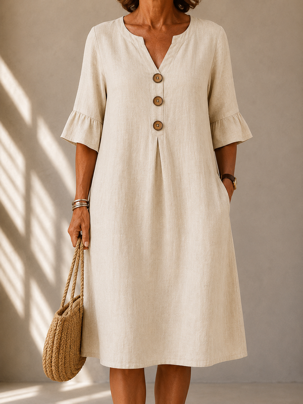 Lina | Vestido con botones y pliegues de caja