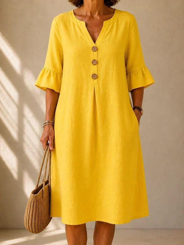 Lina | Vestido con botones y pliegues de caja