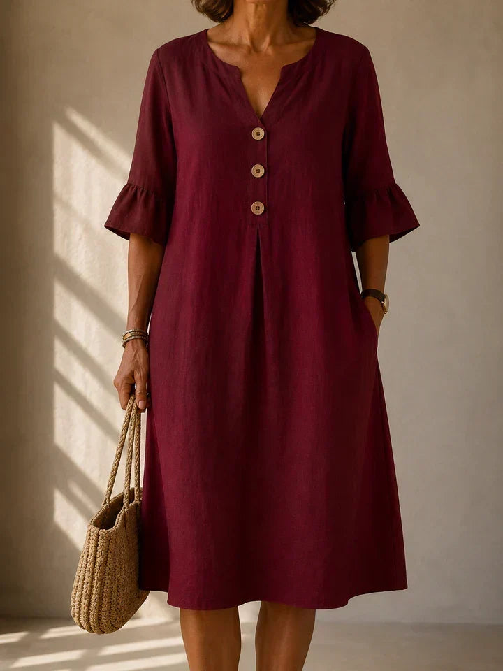 Lina | Vestido con botones y pliegues de caja