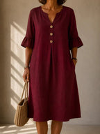 Lina | Vestido con botones y pliegues de caja
