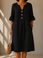 Lina | Vestido con botones y pliegues de caja