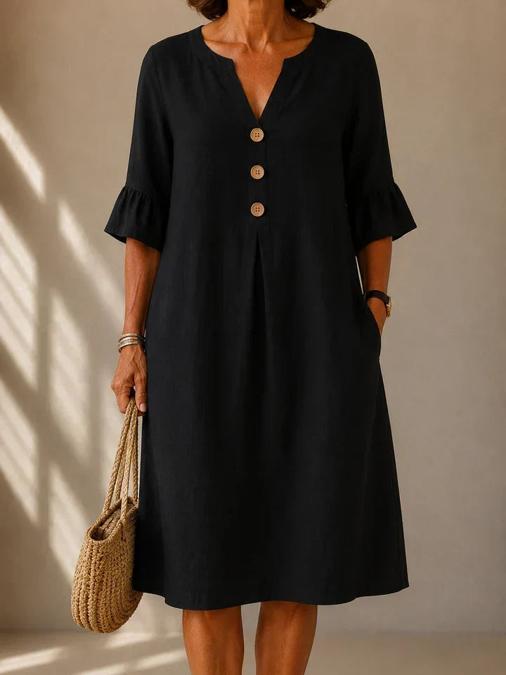 Lina | Vestido con botones y pliegues de caja