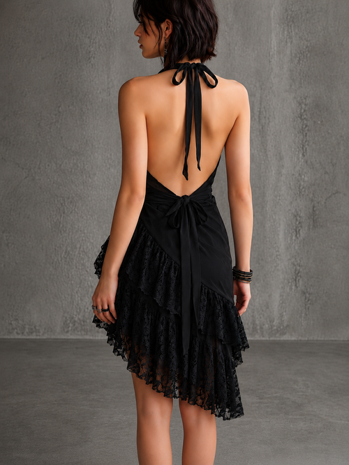 Ariadna - vestido mini halter de encaje
