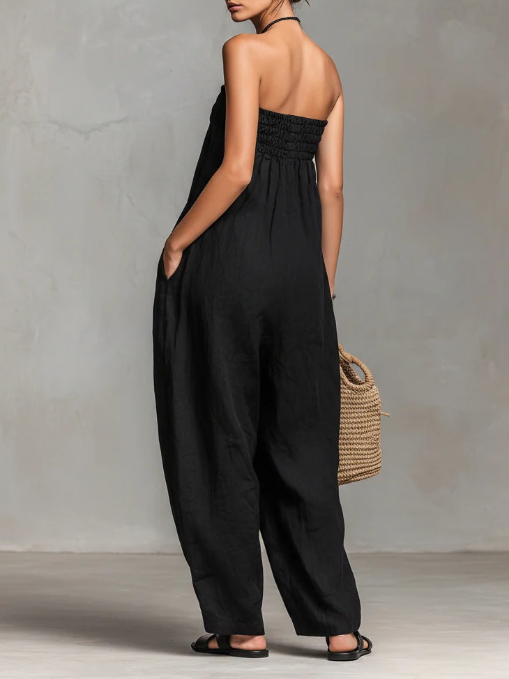 Nina | Mono elegante sin tirantes - detalle