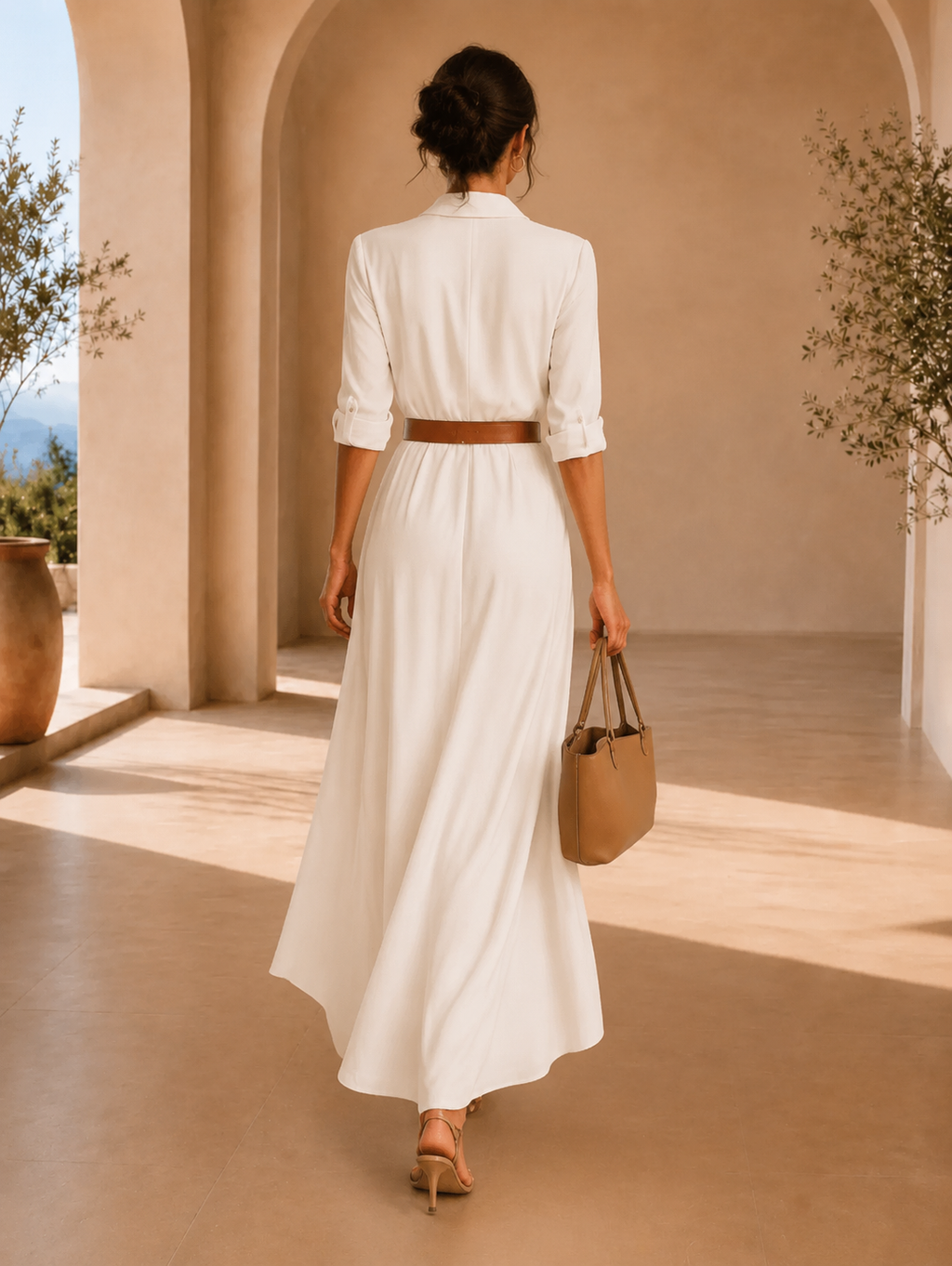 Vestido Aura en blanco, vista posterior