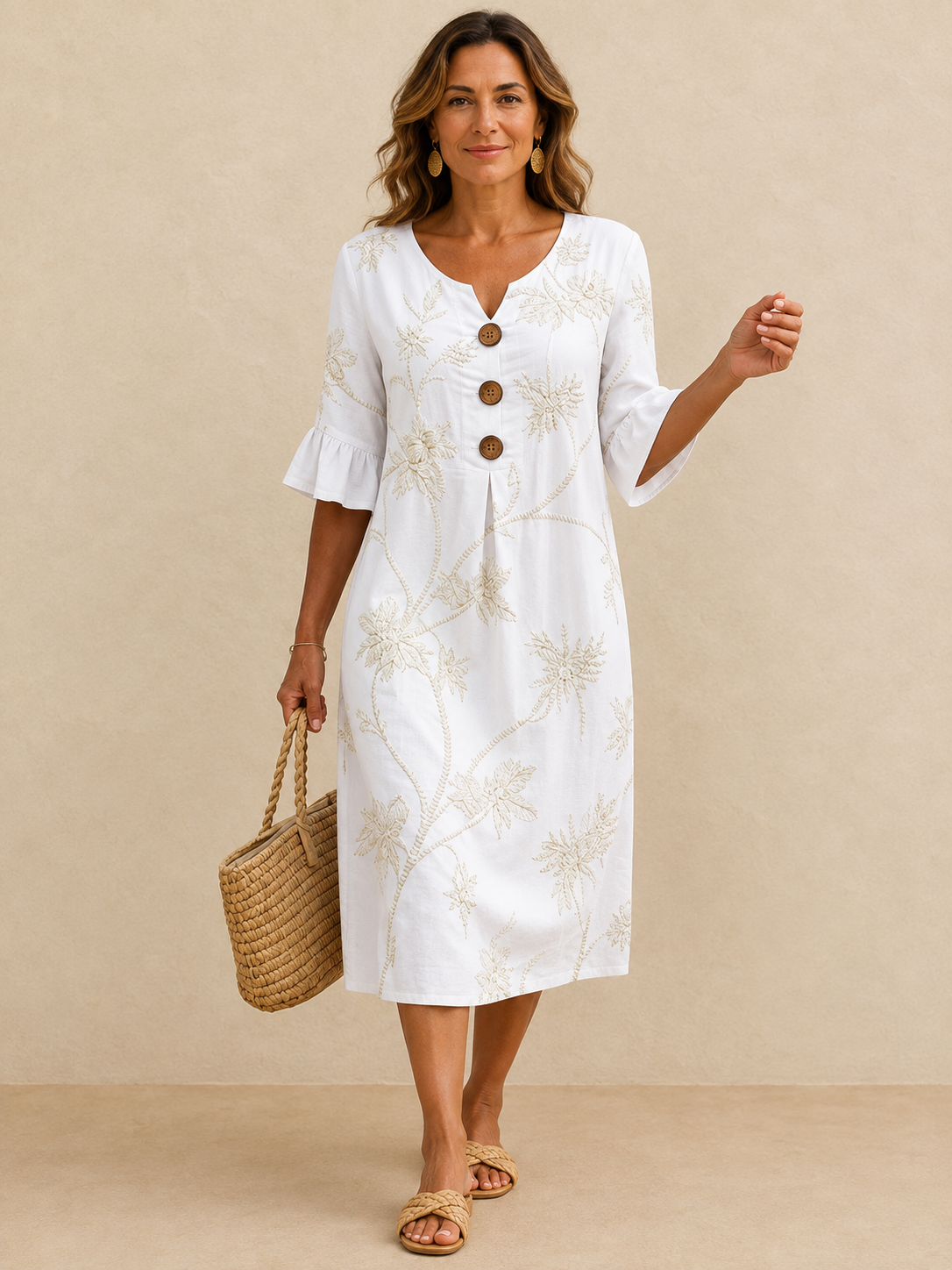 Fiorenza | Vestido midi con bordado floral