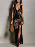 Vestido estampado bohemio con escote pronunciado en V