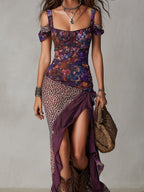 Vestido maxi urbano nómada con estampado de leopardo
