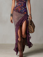 Vestido maxi urbano nómada con estampado de leopardo