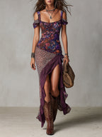 Vestido maxi urbano nómada con estampado de leopardo