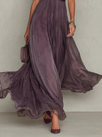 Vestido maxi de gasa morado con escote tipo abertura