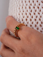 Anillo Espiral Verde Elegante
