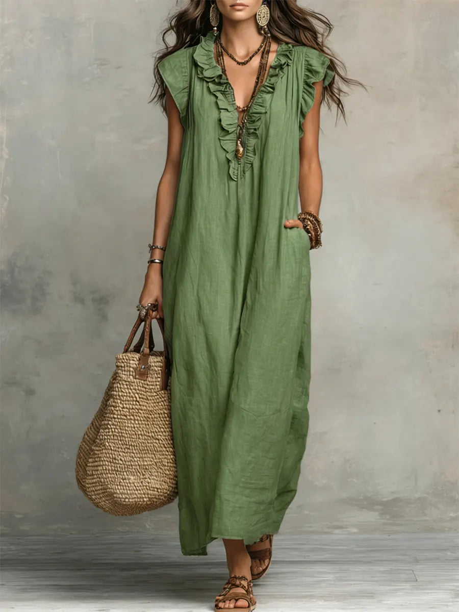 Camelia | Vestido largo bohemio - detalle